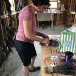 Aunt Donna putting the final touches on a lavender bouquet.