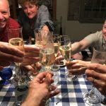 Sharing with friends prosecco with homemade lavender syrup.