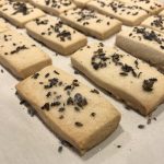 Homemade lavender shortbread with regular sugar on top.